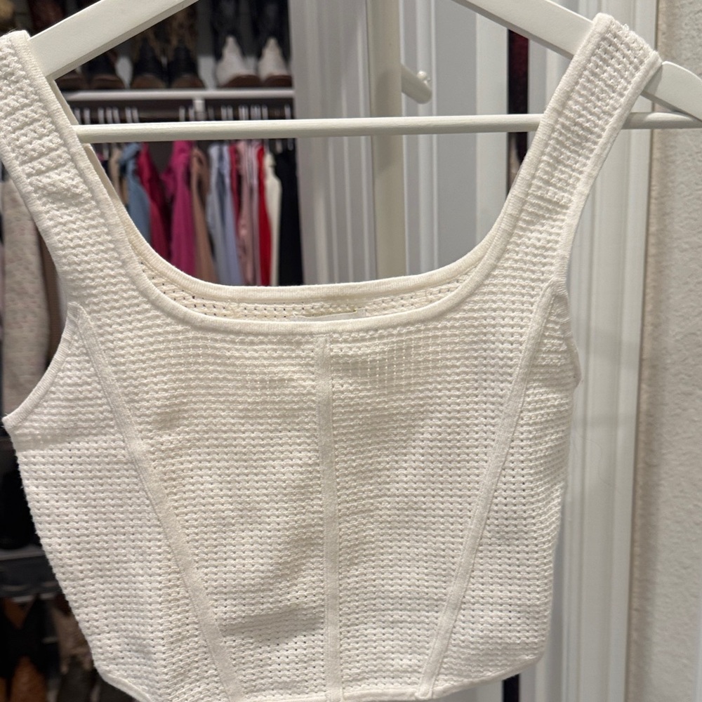 House of Harlow 1960 Cream Textured Crop Top